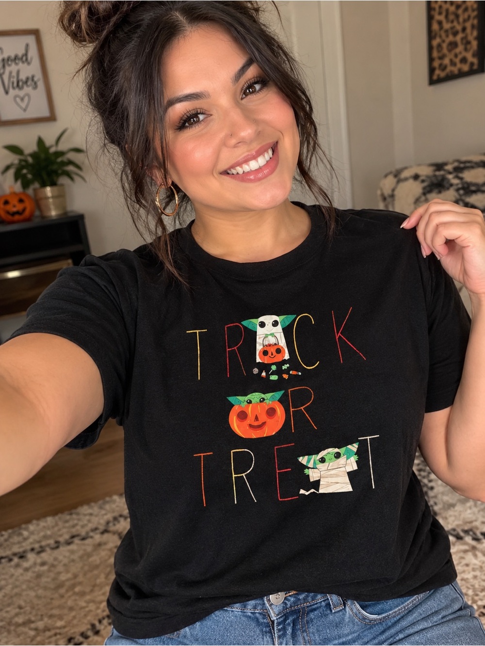 Black unisex 'Trick or Treat' Halloween Graphic Tee